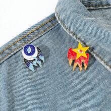 2 件个性化卡通胸针套装创意星空动物珐琅别针背包服装首饰金属徽章配饰礼物赠朋友 - 2 Pcs - 查看 5