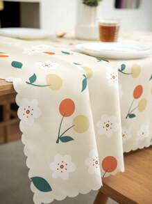 1件花卉印花长方形桌布，无异味、防油、抗皱面料，适用于厨房、客厅、餐厅、户外，乡村风格装饰餐桌布