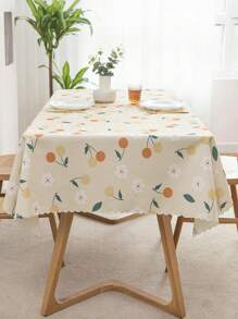 1件花卉印花长方形桌布，无异味、防油、抗皱面料，适用于厨房、客厅、餐厅、户外，乡村风格装饰餐桌布