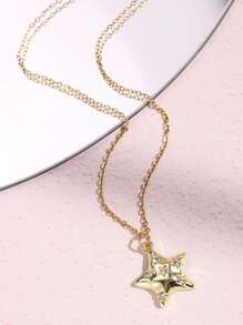 1 件点状锆石星形吊坠不锈钢蛇链项链男女复古简约项链 Y2K 珠宝配饰 - 彩色 - 查看 13