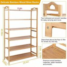 6 Tier Wooden Shoe Rack Storage Shelves Footwear Rack Organiser Stand Shelf Unit - Default - View 6