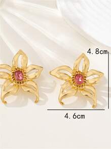 1 Cặp Hoa tai rỗng phóng đại phong cách Châu Âu & Mỹ cổ điển - Nhiều màu - Xem 2