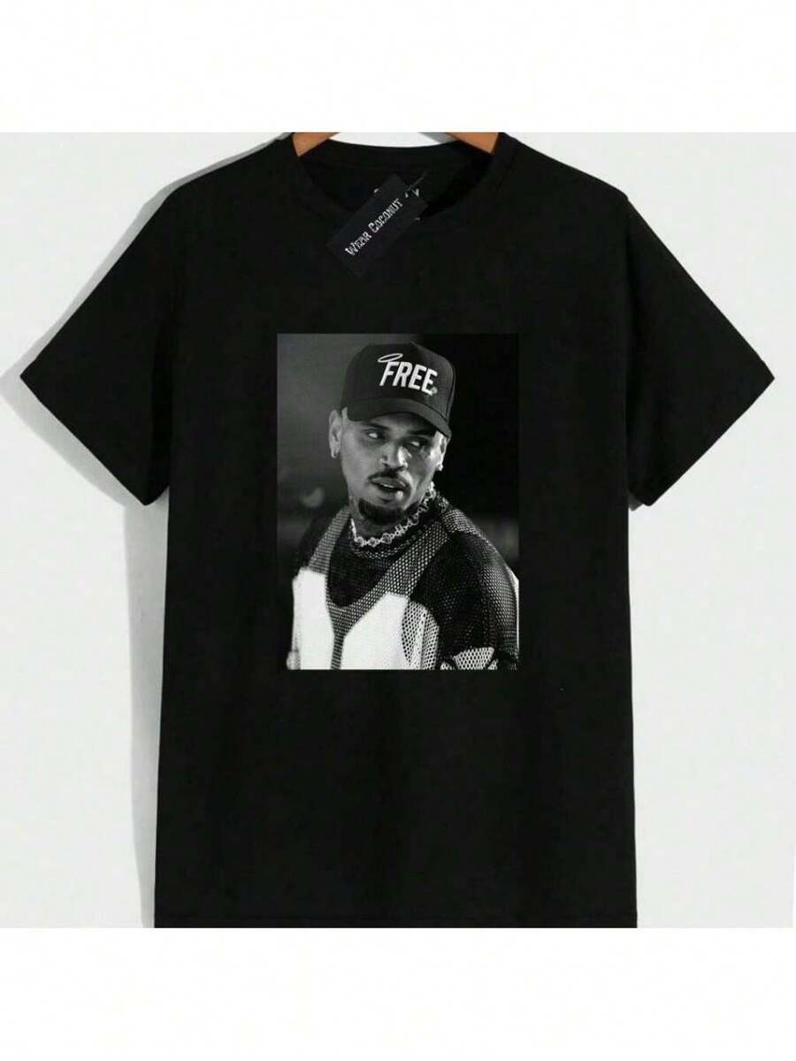 Chris Breezy T-Shirt Hip Hop Tour Shirt Vintage 90s King Of R&B Retro Shirt Blouse Unisex Men Women 100% Cotton Top Premium Streetwear New Arrival Fast Shipping Various Colors!! Plus Size - màu đen - Xem 1