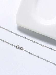 1 pezzo di collana a catena lunga in argento sterling 925 con pendente a sfera laterale, stile clavicola, per abbinamenti quotidiani da donna, lunghezze disponibili 16, 18, 20, 22, 24 pollici, placcata in oro 18k e platino 18k, gioiello regalo ideale