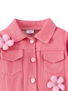 Bộ 2 quần yếm denim dài tay màu hồng thời trang cho bé gái, thu đông - Hồng - Xem 3