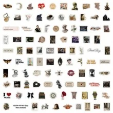 100张复古宫廷系列乙烯基贴纸，美观实用，适用于剪贴簿、日记、笔记本电脑、保险杠、滑板、水瓶、电脑、手机、卡通、安全帽、汽车贴纸和装饰贴花 - 彩色 - 查看 4