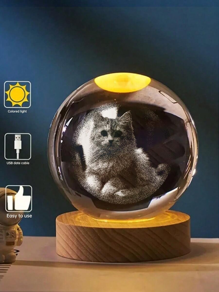 1 Pc Custom Photo & Name Crystal Ball,Personalized 3d Crystal Ball With