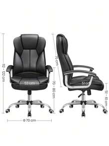 SONGMICS Office Chair With High Back Large Seat And Tilt Function Executive Swivel Computer Chair PU, Ink Black - Black - View 7