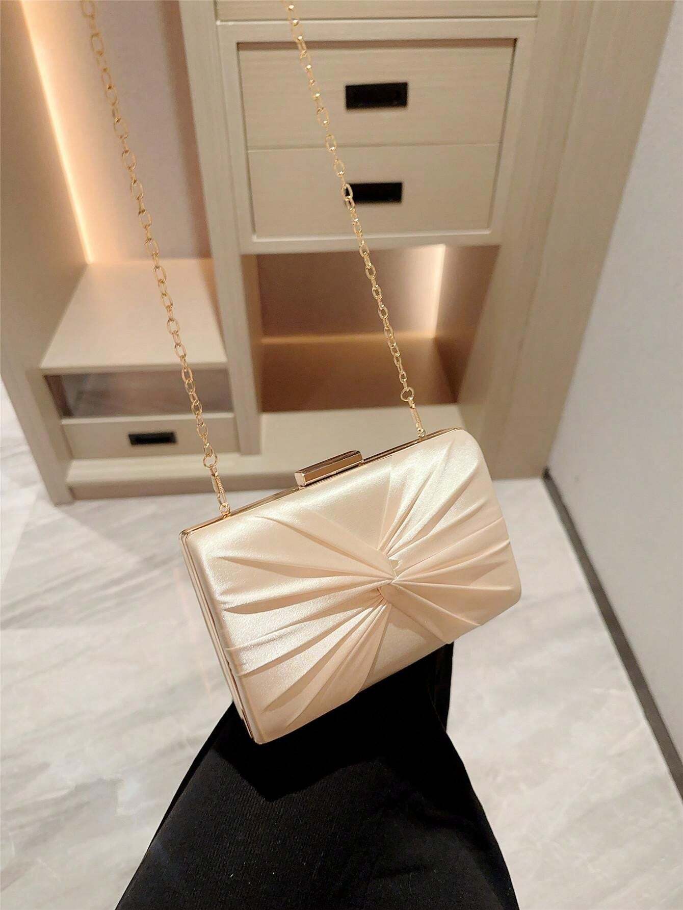 1pc Elegant Luxury Faux Silk Mini BoxShaped Evening Clutch Bag