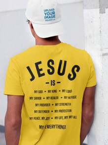 Men's T-Shirt 100% Cotton Premium Jesus Is Shirt Streetwear - 黃色 - 查看 1