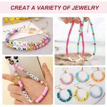 5,760pcs/Set 48 Colors Clay Bead Craft Kit, Charm Bracelet Making Set, Jewelry Polymer Beads, Arts & Crafts Christmas Gift