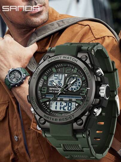  SANDA 顶级品牌男士手表 5ATM 防水运动军用手表石英男士手表时钟 6024