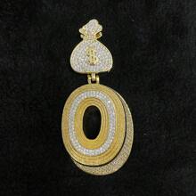 DUBSS 1 Piece Prong Setting Pendant Iced Out Initial Necklace For Men Gold Plated Hip Hop Fashion Jewelry Money Bag Bail - Letter - View 29