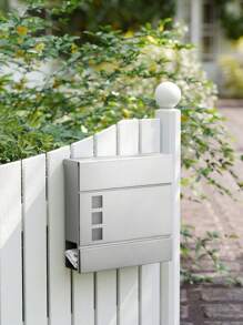 SONGMICS Stainless Steel Modern Letter Box With Newspaper Holder, Lid, Lockable, Easy To Install, Silver - Silver - View 2