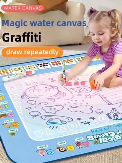 Reusable Magic Doodle Mat And Water Drawing Canvas For Kids - Mess-Free Painting Fun, Portable Art Playset, Educational Toy With Alphabet And Numbers Design