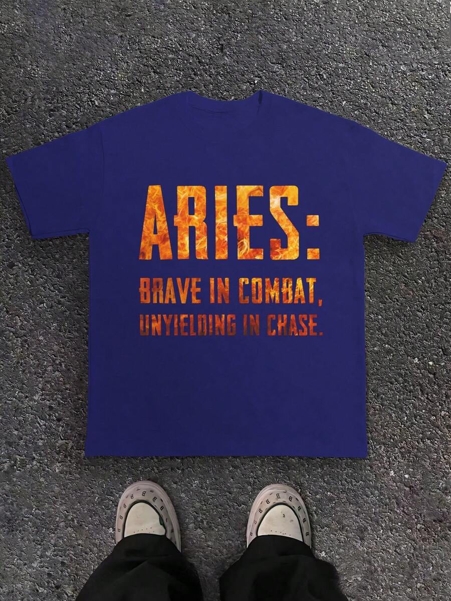 Aries Brave In Combat 180g Pure Cotton Men's Tshirt Comfort Fit - Màu xanh lam - Xem 1