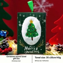 1PCChristmas Towel Gift Box Holiday Gift Kitchen Towel Soft Absorbent Christmas Hand Towel - Multicolor - View 7