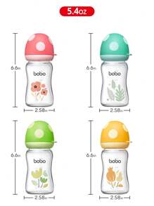 1pc 160ml/5.4oz Baby Glass Bottle, Wide Neck Mushroom Cap Newborn Feeding Bottle