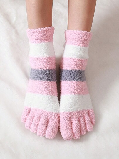 1 Pair Soft & Cozy Women's Warm Thermal Five-Toe Socks, Thick Knitted Winter Socks, Gift For Her