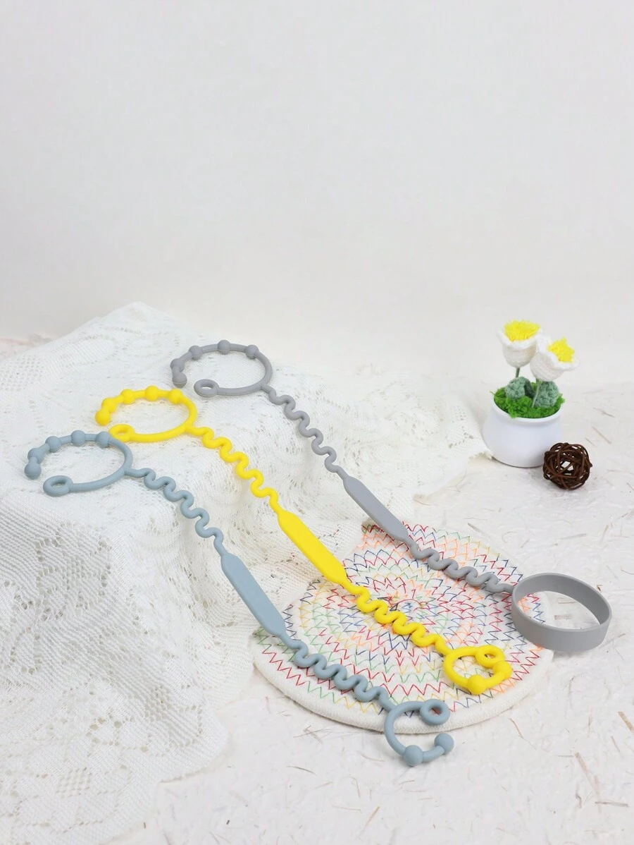 3 件/套婴儿玩具硅胶奶嘴夹、可调节弹性杯架，适用于婴儿推车、高脚椅、婴儿床、摇篮、购物车、汽车座椅、包包，可作为万圣节、感恩节、圣诞节婴儿礼物 - 彩色 - 查看 1