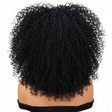 Curly Wigs For Women Afro Bomb Curly Wig With Bangs Synthetic Fiber Glueless Long Kinky Curly Hair - Màu đen tự nhiên - Xem 6