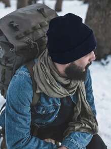 2 件套男士冬季帽子和手套，防风滑雪帽针织帽，情侣休闲帽家庭帽，黑色