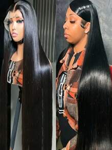 Straight Lace Front Wig Human Hair Wigs 13x4 Transparent Lace Frontal Wig For Women Bone Straight Brazilian Human Hair Lace Wig With Full Edges Baby Hair Pre Plucked Swiss Straight Wig Natural Black - SNatural - View 6