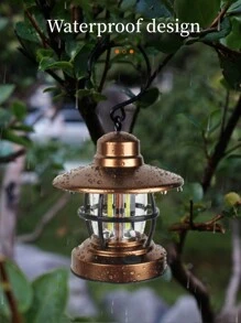 1 đèn cắm trại phong cách cổ điển, đèn khẩn cấp mini cầm tay có móc treo, đèn LED tạo không khí cắm trại ngoài trời, đèn treo cắm trại cầm tay chống nước chạy bằng pin, đèn chiếu sáng ngoài trời cho lối đi, sân, hiên - đèn cắm trại - Xem 4