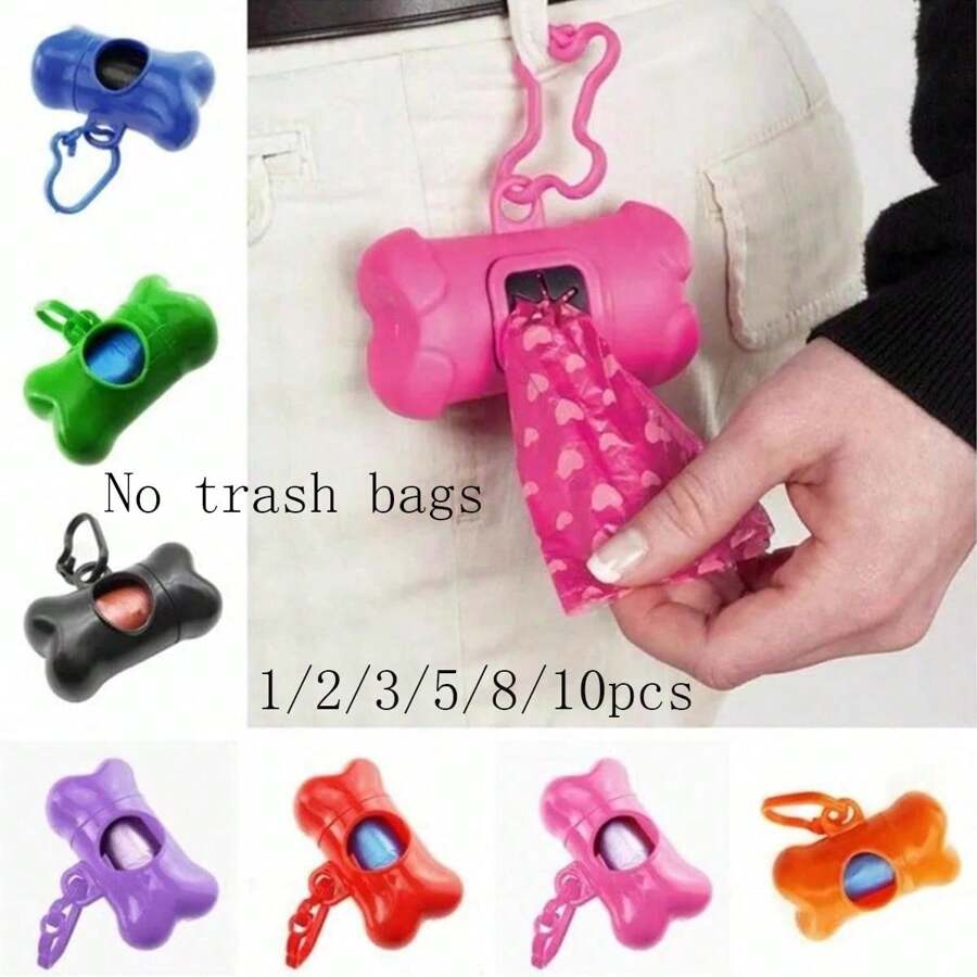 便携式骨头形狗垃圾袋架，可用于存放垃圾袋，方便取出，也可作为包袋配件使用。多种颜色适合户外散步、遛狗和旅行用品。旅行必需品健身学校用品假日露营假日必需品度假配件 - 彩色 - 查看 1