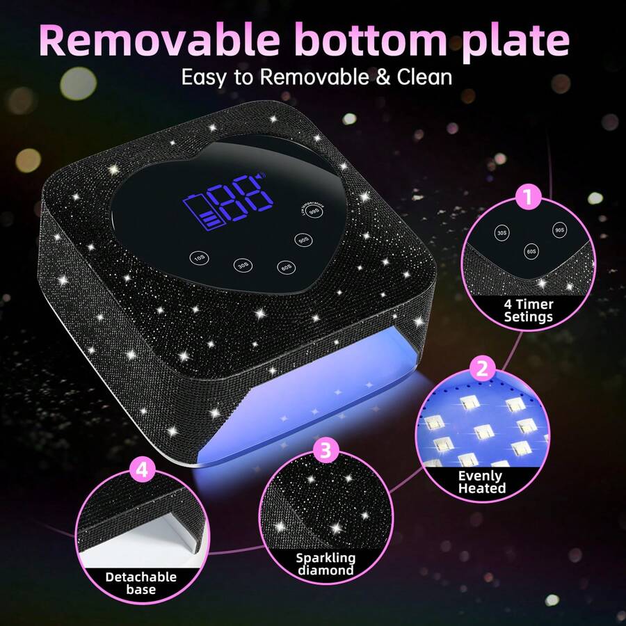 Rechargeable Cordless LED Nail Lamp, UV Gel Nail Dryer With 5 Timer