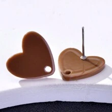 20pcs Colorful Acrylic Heart Shaped Earring Studs For Women, Jewelry DIY Accessories Valentines