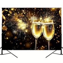 1 cái, Vải nền mừng năm mới vui vẻ - Trang trí tiệc pháo hoa đen vàng đa chức năng, thích hợp cho buồng chụp ảnh, bàn bánh, v.v. - Nhiều màu - Xem 7