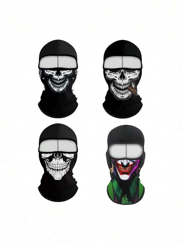 2 piezas/1 pieza Máscara facial unisex para bicicleta, pasamontañas, gorro calentador de cuello para motocicleta, adecuado para viajes al aire libre, a prueba de viento, protección solar, disfraz de Halloween