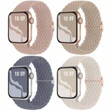 4条编织弹力单环表带，兼容38mm、40mm、41mm、42mm、44mm、45mm、46mm、49mm表盘，男女通用，色彩丰富，用途广泛，尼龙弹力表带，兼容 Ultra 2、SE、11、10、9、8、7、6、5、4、3、2、1系列，适合作为学生返校礼物 - Series10 42mm - 查看 20