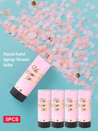 5 pezzi Tubi da lancio di fiori in plastica colorata con coriandoli per festa di matrimonio, colore rosa (Non puntare il tubo di lancio verso persone o oggetti)