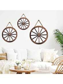 1/3 Pcs Four-Wheeler Decoration Pendant, Wooden Cowboy Party Decoration, Wooden Cart Decoration Of Retro Country Four-Wheeler, Home Decoration Pendant, Suitable For Bar Garage Indoor And Outdoor (Brown, 7.87/11.8 Inches).