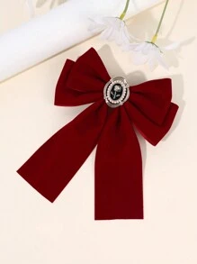 1 peça de grampos de cabelo de veludo de cor sólida com laço grande, grampo de cabelo elegante com decoração de flores para uso diário na cabeça, acessórios de cabelo vermelho e preto para presente