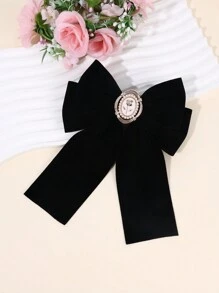 1 peça de grampos de cabelo de veludo de cor sólida com laço grande, grampo de cabelo elegante com decoração de flores para uso diário na cabeça, acessórios de cabelo vermelho e preto para presente