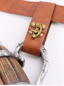 3 件套中世纪文艺复兴服装套装复古腰带朋克风格印花腰包水杯药水瓶挂钩适用于中世纪复古舞台表演道具 - A - 查看 2