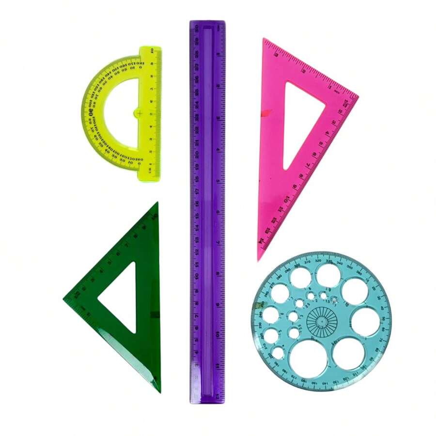 Conjunto de 5 Réguas Escolares Geometricas Coloridas | SHEIN Brasil