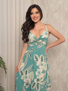 Women's Long Printed Dresses In Viscose Fabric - Màu xanh lam - Xem 4