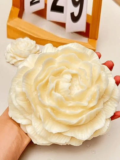 大型牡丹花硅胶模具，适用于DIY香薰蜡烛、手工皂制作和工艺品制作 - 3D立体花卉艺术家居装饰礼品