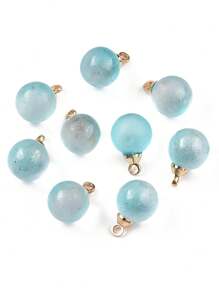 1盒40入組8顏色透明噴霧繪畫玻璃吊墜帶燈黃銅環形磨砂圓形混色球形設計DIY吊墜