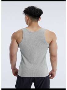 Men's American Style Ribbed Tank Top - Grey - View 2