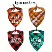 4 件套格子小狗围巾，狗头巾，适合万圣节感恩节圣诞节 - 彩色 - 查看 9