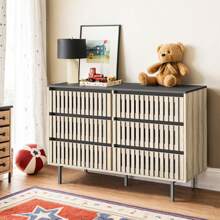 Dresser For Bedroom,Modern Large 6 Drawer Dresser With Metal Leg,Storage Chest Of Drawer,Wood TV Dresser,Dresser Bedroom Furniture,Dresser For Closet (Oak, 6 Drawer)