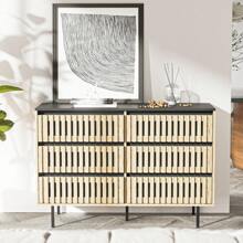 Dresser For Bedroom,Modern Large 6 Drawer Dresser With Metal Leg,Storage Chest Of Drawer,Wood TV Dresser,Dresser Bedroom Furniture,Dresser For Closet (Oak, 6 Drawer)