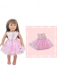1 pieza Vestido de muñeca - Vestido con falda esponjosa de tul con moño, apto para muñecas American Girl de 18 pulgadas (la muñeca no está incluida), muñecas Reborn de 43 cm, regalo perfecto para niñas, ropa de muñeca, muñeca Reborn, ropa de muñeca Reborn