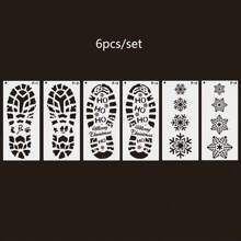 2/6pcs Christmas Stencils For Floor - Santa Claus Boot & Snowflake Designs, Reusable Plastic Footprint Templates For Holiday Decorations And DIY Crafts,Christmas