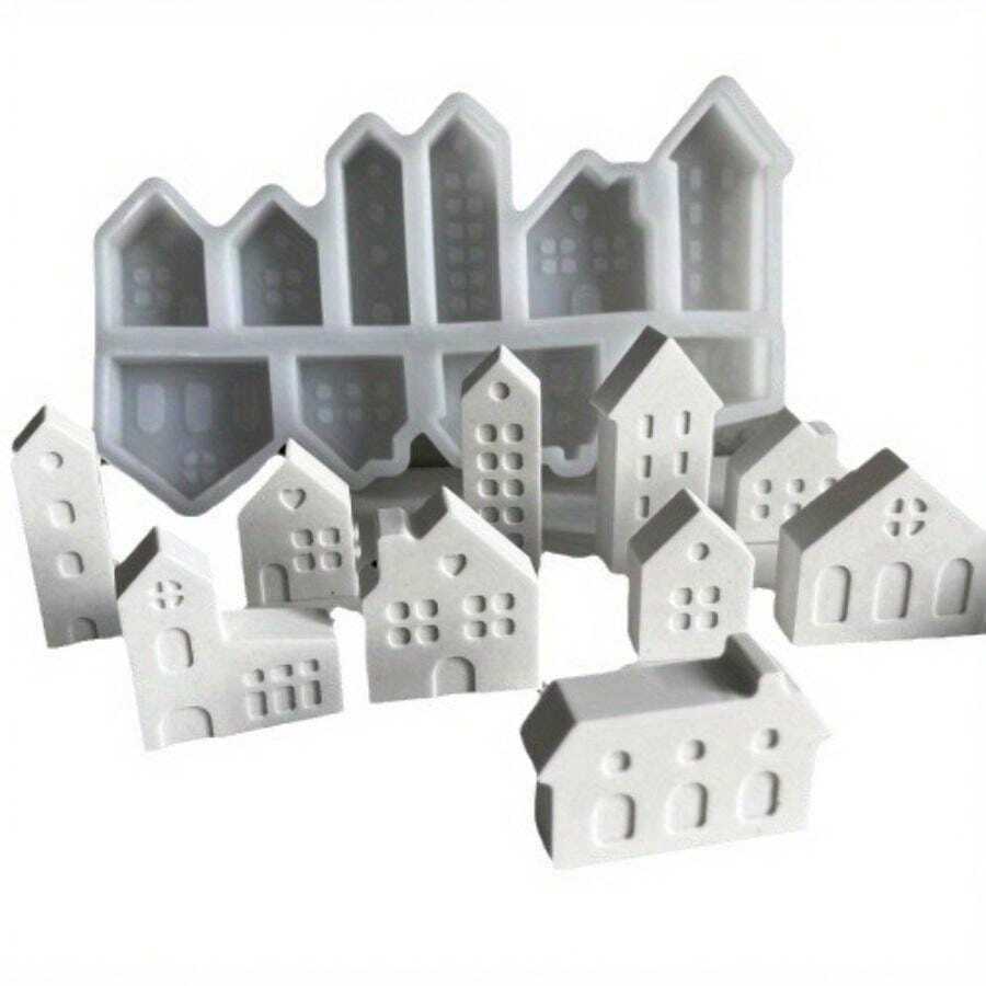 10Cavity Silicone Mold HouseShaped, Nordic & Castle Miniatures For